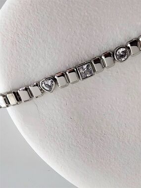 Real Crystal Bracelet Platinum Plated | Geometric Rectangle Modern Design